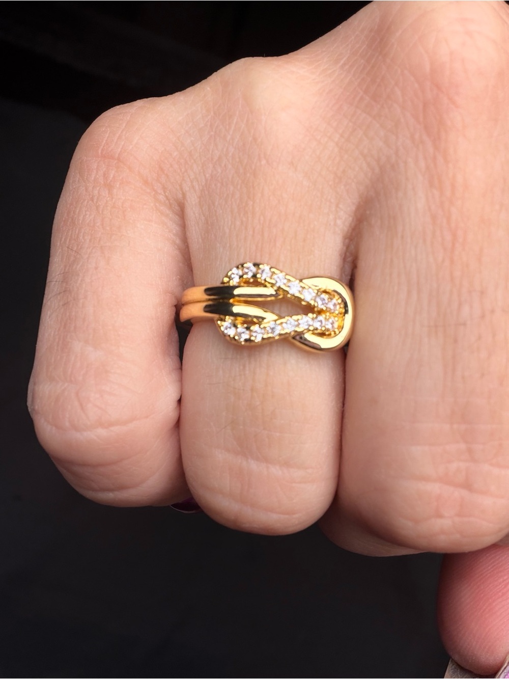 Gold Filled AAA CZ Infinity Knot Ring Size 7